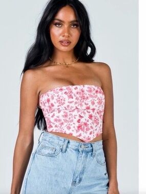 Princess Polly Floral Juliette Strapless Cropped Bustier Top size 0